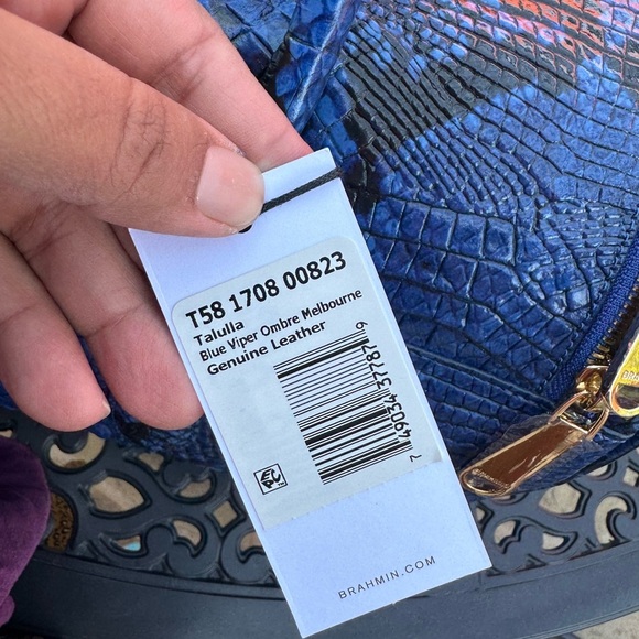 Rare!Brahmin Talulla Blue viper Ombre Melbourne Genuine Leather Travel bag large - Picture 9 of 11